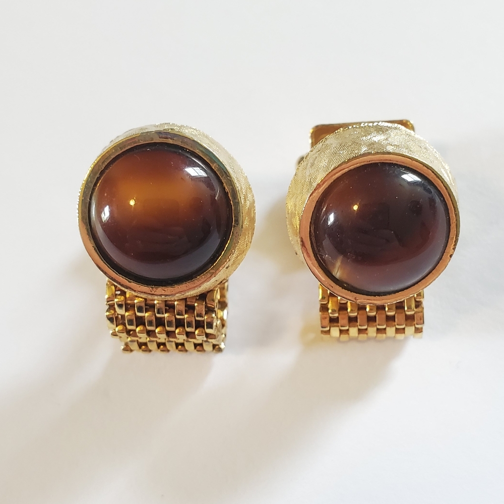 Gold and Brown Cufflinks